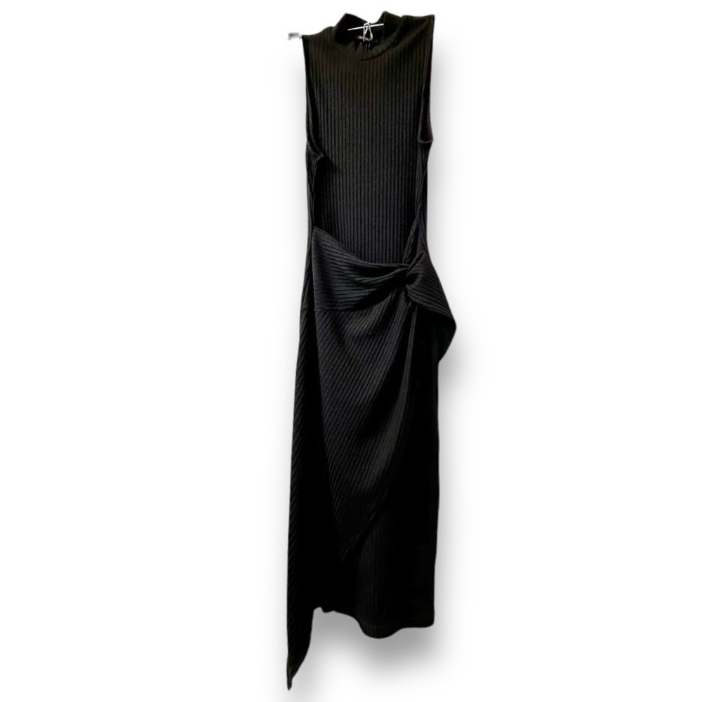Forever 21 Black 7/8 Waist Wrap Sleeveless BodyCon Dress LBD Asymmetrical Small